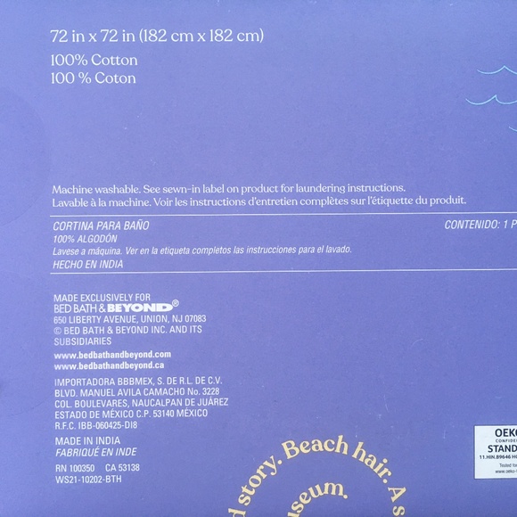 new Wild Sage 72"x72" Maylin Ombre 100% Cotton Shower Curtain in Cool Blues - Picture 7 of 10